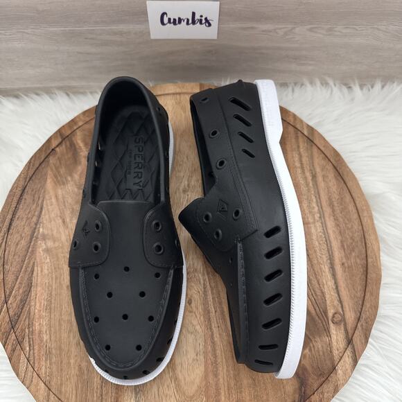 Sperry Top-Sider Top-Sider A/O Float Women's Size 11M Black White Boat Shoes NEW - Picture 1 of 15
